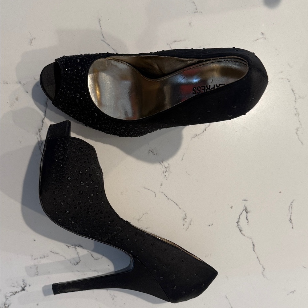 Express Black Studded Heels
